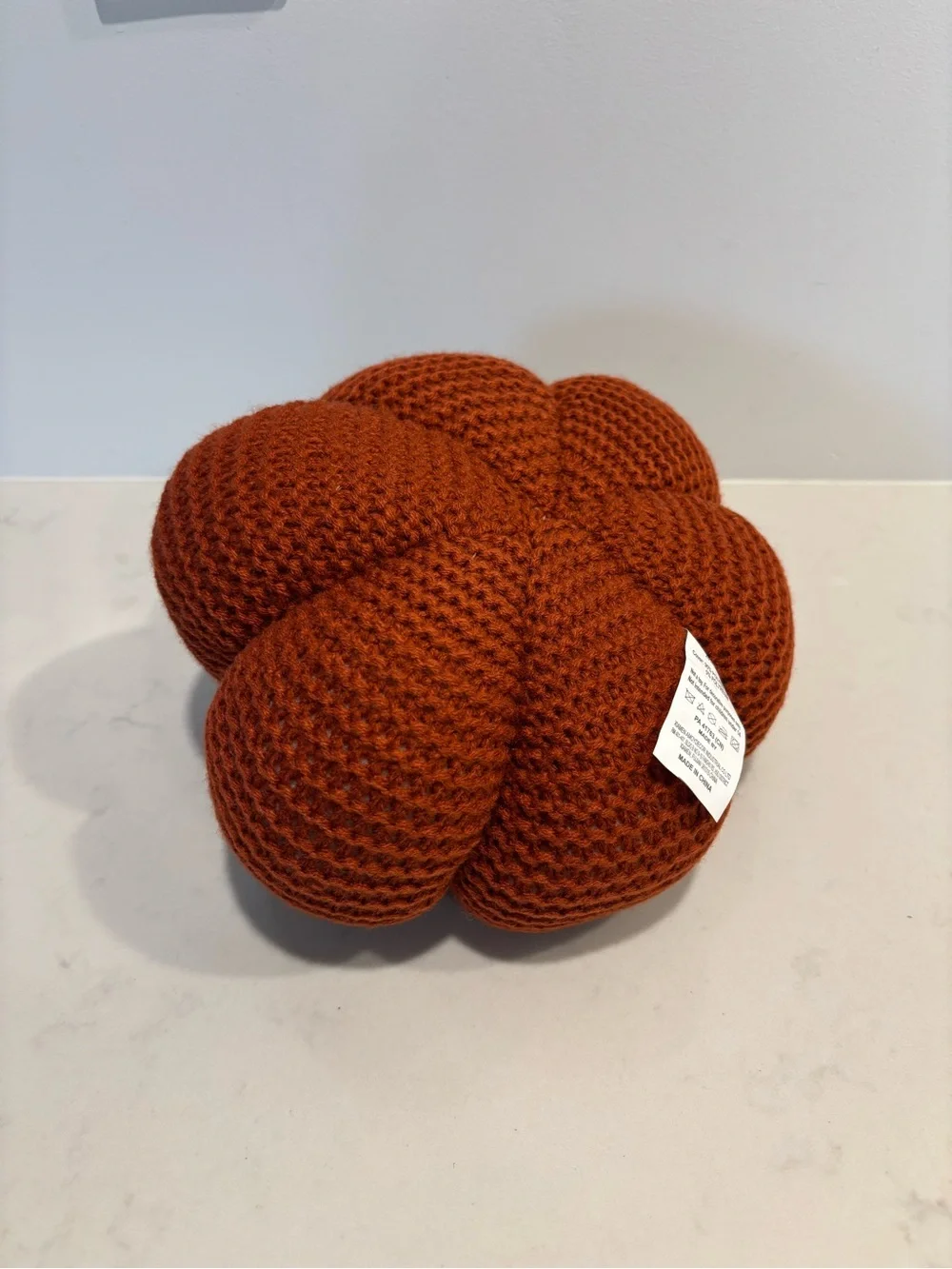 Farmhouse Gracious Living The Grain house knitted style pumpkin shaped pillow